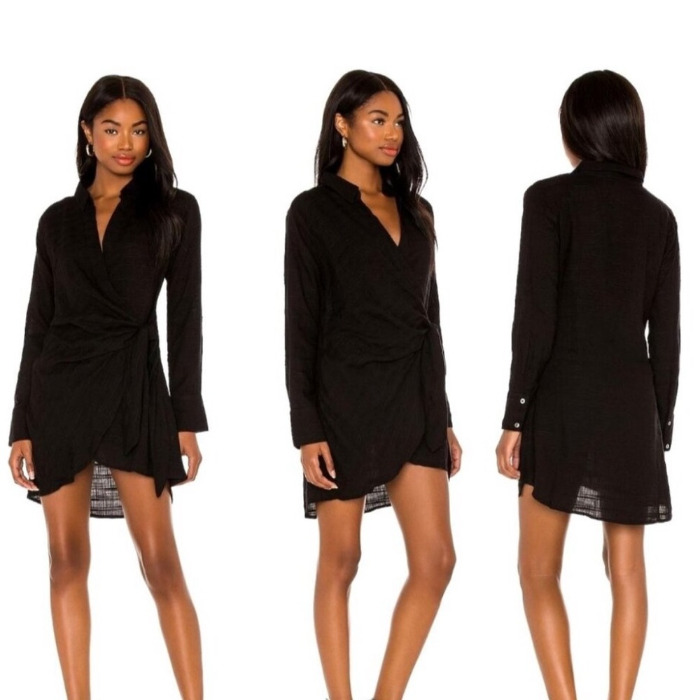 L*Space Cover Up Women Large Black Daydream Tunic Wrap Mini Swimwear Beach